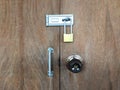 Closeup wooden door with lock Royalty Free Stock Photo