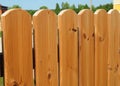 Closeup on wooden gate ( wicket ) and wooden fence detail construction with doorway outdoor. Royalty Free Stock Photo