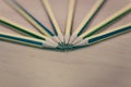 Closeup of wooden pencils on the wooden table and selective focus