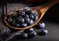 Wooden Spoonful of Fresh Blueberries Royalty Free Stock Photo