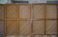 Closeup of the wooden square panel screen