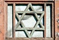 Closeup of wooden Star of David.