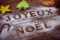 Text joyeux noel, merry christmas in french Royalty Free Stock Photo