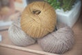 wool balls pile in store showroom Royalty Free Stock Photo