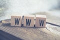 Closeup Of The Word WWW Formed By Wooden Blocks On A Wooden Floor Royalty Free Stock Photo