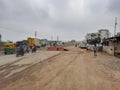 Closeup of working in Road construction work in Kadabagere Village rural India, This is rural infrastructure development project