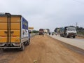 Closeup of working in Road construction work in Kadabagere Village rural India, This is rural infrastructure development project