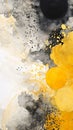 Closeup of a yellow and black paint design with milk, empyrean Royalty Free Stock Photo