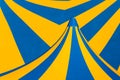 Closeup of yellow and blue circus tent