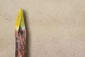 Closeup of a yellow crayon