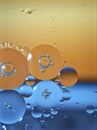 Closeup yellow- gold bubbles oil abstract background ,oil droplets and shiny Royalty Free Stock Photo