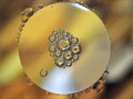 Closeup yellow- gold bubbles oil abstract background ,oil droplets and shiny Royalty Free Stock Photo