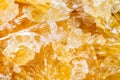 Closeup of yellow honey calcite mineral stone