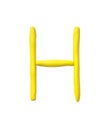 Closeup yellow plasticine for kid in H alphabet isolated on white background with clipping path