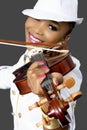 Closeup of Young Beautiful African Woman Playing Violin Royalty Free Stock Photo