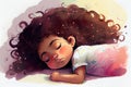 The artist\'s painting of a little girl sleeping with her eyes closed