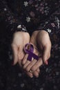 Purple ribbon against the violence against women Royalty Free Stock Photo