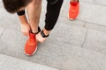 Closeup of Young Man Tying Sports Shoe Royalty Free Stock Photo