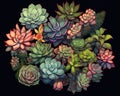 A Closeup of Young Succulents in Medium Colored Pencil is Breath