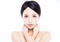 Closeup young woman face with clean skin Royalty Free Stock Photo