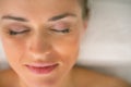 Closeup on young woman laying on massage table Royalty Free Stock Photo