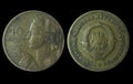 Closeup of Yugoslavian 10 dinar coin on a dark background Royalty Free Stock Photo
