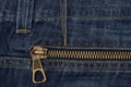 Closeup of zipper in blue jeans Royalty Free Stock Photo