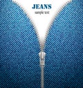 Closeup of zipper in blue jeans background. Royalty Free Stock Photo