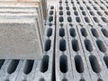 Closeups of the concrete block are stored in the warehouse Royalty Free Stock Photo