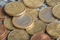 Closeushot of a stack of euro coins Royalty Free Stock Photo