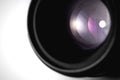 Aperture of camera lens with lense reflections on the white background Royalty Free Stock Photo