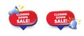 Closing down sale. Special offer price sign. Red speech bubbles. Vector