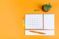 Closing Month Calendar For 2021 On Orange Background, Planning A Business Meeting Or Travel Planning Concept