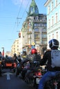 Closing of the motorcycle season by bikers of the city.There are thousands of bikers on motorcycles in the city