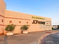Closing sign at facade building of J.C. Penney retail store in shopping mall near Dallas, Texas, America Royalty Free Stock Photo