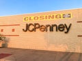 Closing sign at facade building of J.C. Penney retail store in shopping mall near Dallas, Texas, America Royalty Free Stock Photo