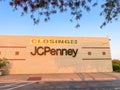 Closing sign at facade building of J.C. Penney retail store in shopping mall near Dallas, Texas, America Royalty Free Stock Photo