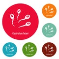 Clostridium tetani icons circle set vector