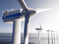 Closup of wind turbines installed on the sea Royalty Free Stock Photo