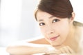 Closup young woman with skin care concepts Royalty Free Stock Photo