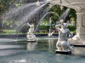 Close-up detail of the Forsyth Park Fountain located in historic Savannah, Georgia