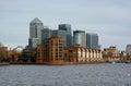 Surrey Docks Canary Wharf in background. Royalty Free Stock Photo