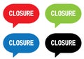 CLOSURE text, on rectangle speech bubble sign.