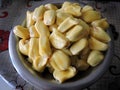 Closure view of Jackfruit flesh.