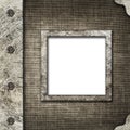 Cloth album cover with an iron rootlet and frame for photo Royalty Free Stock Photo