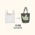 Cloth bag instead of plastic. Zero waste lifestyle. Eco friendly. Save planet. Care of nature. Vegan. Go green