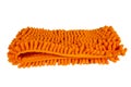 A cloth for cleaning from the microfiber, orange color, isolate on white