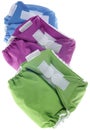 Cloth Diapers in Green, Purple and Blue Royalty Free Stock Photo