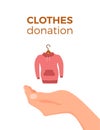 Cloth donation vector colorful cartoon style concept. Illustration