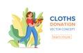 Cloth donation vector colorful cartoon style concept.
